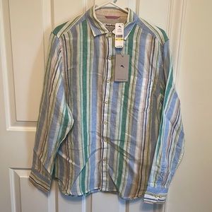 Mens Tommy Bahama Mercado Stripe linen button down